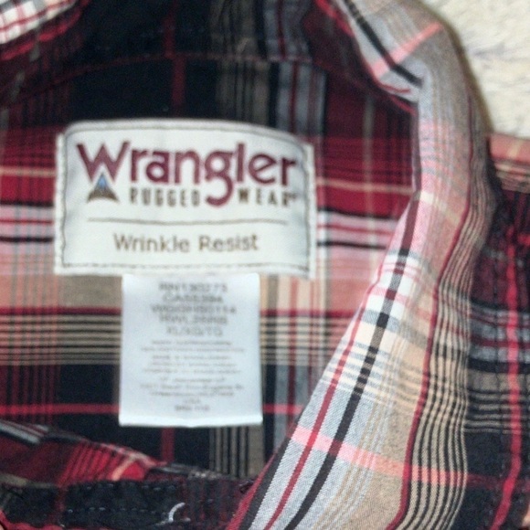Wrangler Rugged Wear Western Plaid Collared Long Sleeve Button Up Shirt size XL - Picture 7 of 7